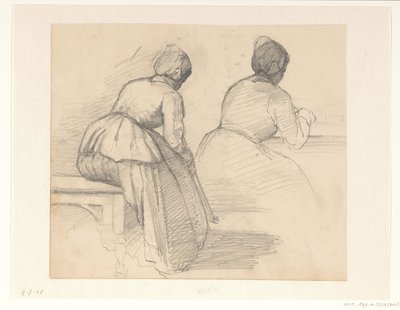 Dois estudos de uma mulher sentada, vista de trás de Hendrik Valkenburg