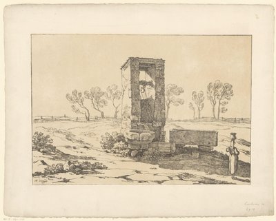 Mulher no poço Tentamina Lithographica (título da série) Paisagens italianas (título da série) de Hendrik Voogd