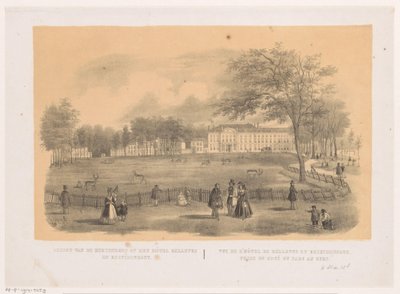 Vista do parque de cervos em Haia
Vista do parque de veados no Bellevue e Bezuidenhout Hotel (título sobre o objecto) de Hendrik Wilhelmus Last
