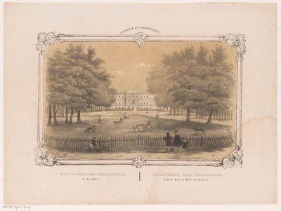 Vista do pavilhão de Welgelegen O pavilhão Welgelegen em madeira den (título no objeto) Haarlem e arredores (título da série no objeto) de Hendrik Wilhelmus Last