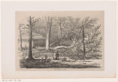 Árvore abatida perto da sociedade, após a tempestade de 28 de Maio de 1860
Tenda da Sociedade (título sobre o objecto)
Álbum de dez esboços litografados que retratam cenas da destruição causada pela tempestade de 28 de Maio de 1860 na Bosch em Haia de Hendrik Wilhelmus Last