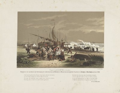Cena da praia com pescadoras chorosas, 1868 de Hendrik Wilhelmus Last