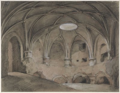 Secção do Spanjaardshol sobre o Vreeburg em Utreque de Hendrik Willem Cramer