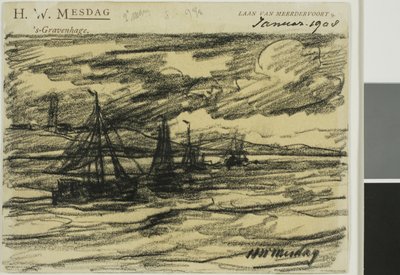 Navios no mar de Hendrik Willem Mesdag