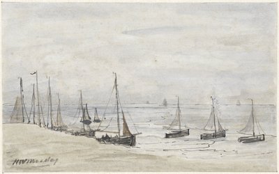 Aranhas de pesca na praia de Hendrik Willem Mesdag