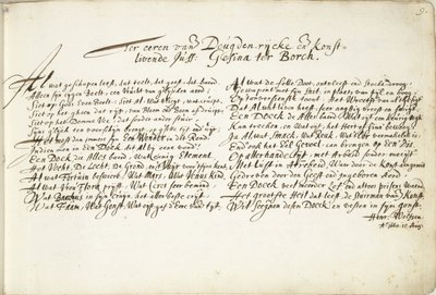Hino em homenagem a Gesina ter Borch Em homenagem a den Deugden-rijcke e den Konstlivende Juff: Gesina ter Borch (título no objeto) de Hendrik Wolfsen (signed by artist)