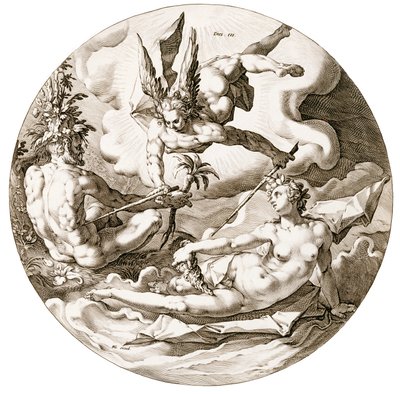 Dia III, A Separação das Águas, da série Os Seis Dias da Criação, 1589 de Hendrik after Goltzius