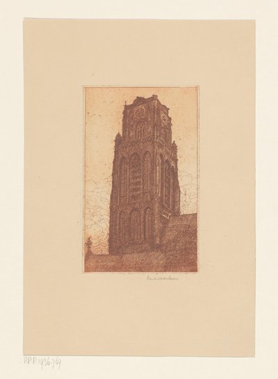 Estudo de uma torre de igreja de Hendrik de Boer (signed by artist)
