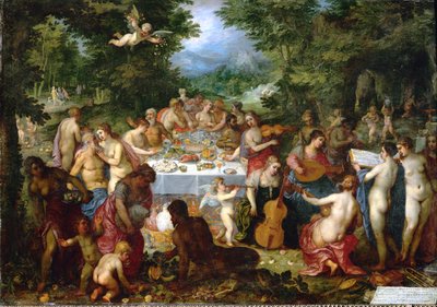 Um banquete para os deuses (óleo sobre cobre) de Hendrik van the Elder Balen