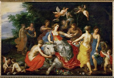 Europa e o touro (pintura sobre madeira de carvalho) de Hendrik van the Elder Balen