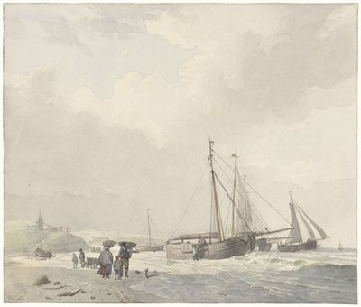 Vista da praia em Scheveningen de Hendrikus van de Sande Bakhuyzen