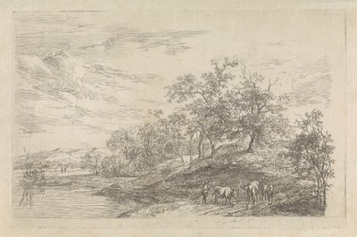 Paisagem montanhosa com um pastor com vacas de Hendrikus van de Sande Bakhuyzen