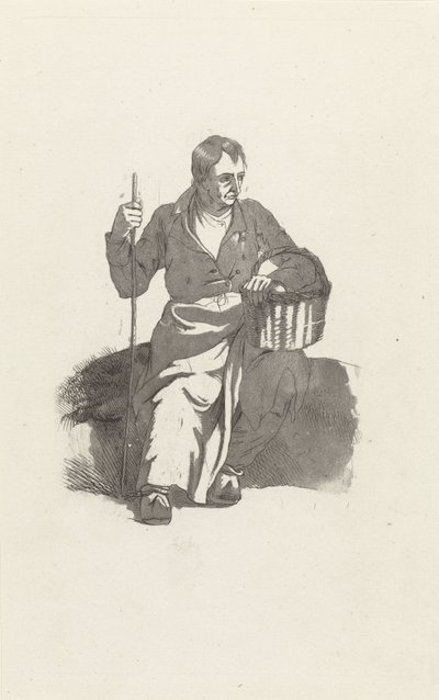 Homem sentado com cesta de Hendrikus van de Sande Bakhuyzen