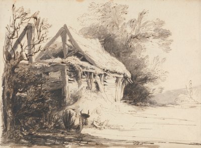 Um antigo celeiro, árvores e vacas de Heneage Finch fourth Earl of Aylesford