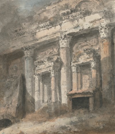 Fachada do Templo Romano Arruinado (?), com Colunas e Portas de Heneage Finch fourth Earl of Aylesford