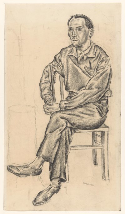 Homem sentado em uma cadeira de Henk Henriët (signed by artist)