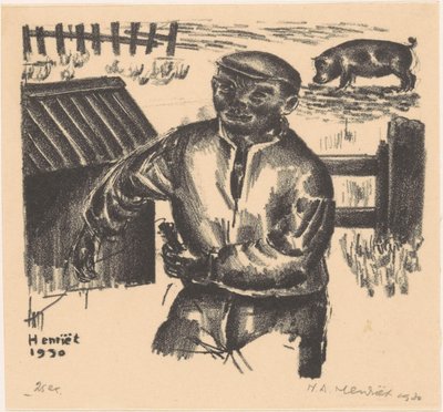 Fazendeiro em um celeiro de Henk Henriët