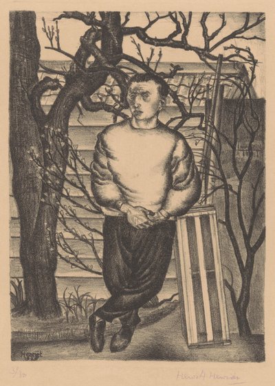 Homem de pé ao lado de uma árvore de Henk Henriët
