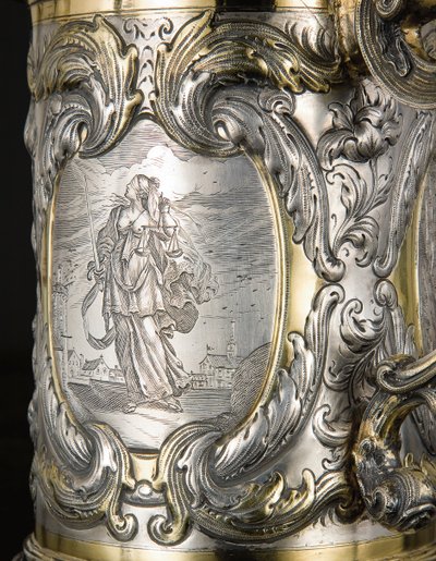 Detalhe de uma caneca, Danzig, c.1670 (pacote prata dourada) (ver também 469708 e 469710) de Hennick (attr. to) Probst