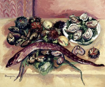 Natureza-morta com enguia (Natureza-morta com ouriços-do-mar e enguia) de Henri-Charles Manguin