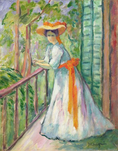 Mulher num Varanda, ou Jeanne com uma Fita Laranja de Henri Charles Manguin