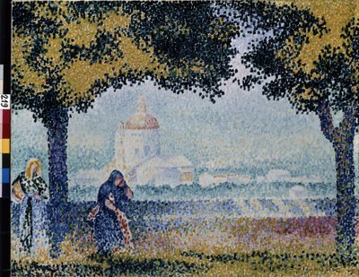 A Igreja de Santa Maria dos Anjos perto de Assis. Pintura de Henri Edmond Cross (1856-1910) de Henri Edmond Cross