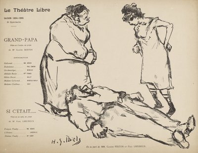 Programa para a produção Théâtre Libre de Grand Papa e Si l&39;etait de Henri Gabriel Ibels