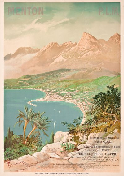 Cartaz de propaganda em Menton, França (color lito) de Henri-Garnier Tanconville