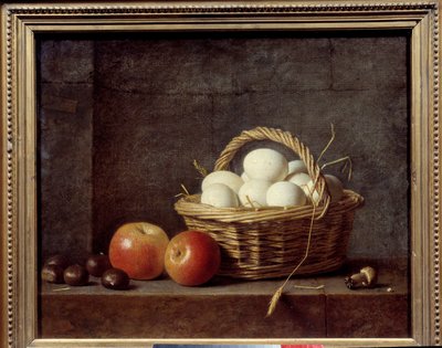 O cesto dos ovos. Pintura por Roland Delaporte (1724 - 1793) de Henri Horace Roland Delaporte
