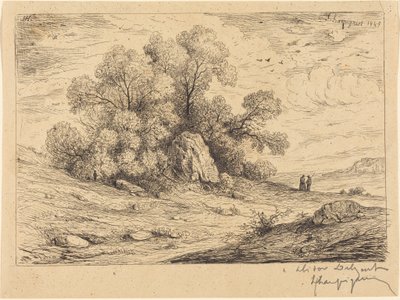 Grupo de árvores com rochedos de Henri-Joseph Harpignies
