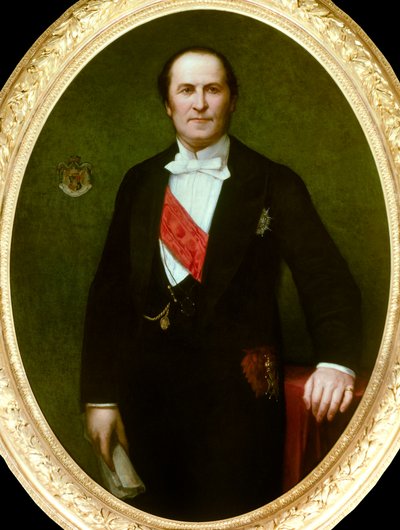 Retrato do Barão Eugene-Georges Haussmann, Prefeito de Paris (1809-1891)" Ele esteve na origem das grandes obras de renovação da cidade de Paris sob o Segundo Império. detalhe da Pintura de Henri Lehmann (Karl Ernest (Ernst) Rudolf Heinrich Salem dit de Henri Lehmann