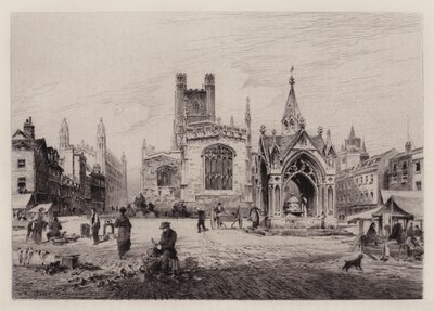 Cambridge: Market Hill (gravura) de Henri (after) Toussaint