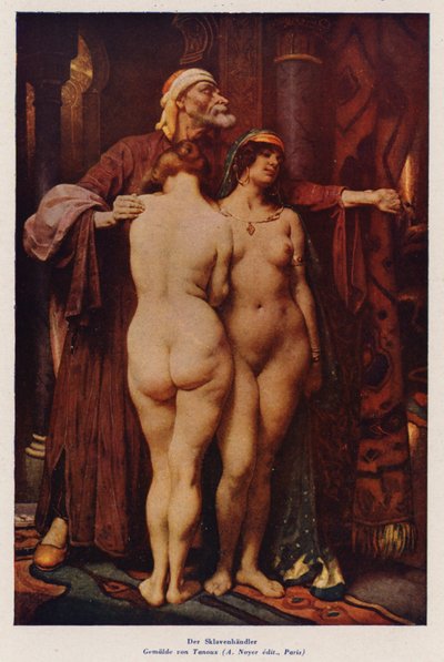 O mercado de escravos (pintura a óleo) de Henri Adrien Tanoux