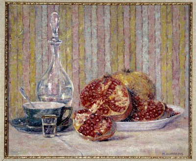 Natureza morta com granadas Pintura por Henri Aurrens (1873-1934) Menção obrigatória: Fundação de recolha de Provença, Marselha de Henri Aurrens