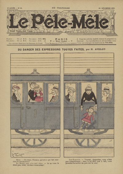 Perigo de expressões prontas. Ilustração para o Pelé-Mele, 1902 de Henri Avelot