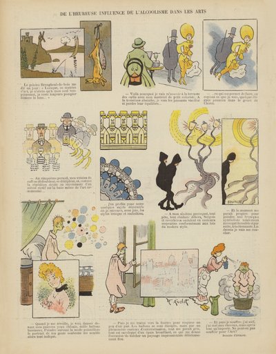 A feliz influência do alcoolismo nas artes. Ilustração para Le Rire de Henri Avelot