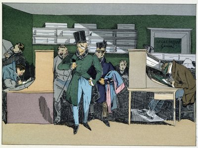 12h00: chegada do Sr. Chefe de Divisão, trabalho obrigatório - em "Moral Administrativa" por Henri Monnier de Henri Bonaventure Monnier