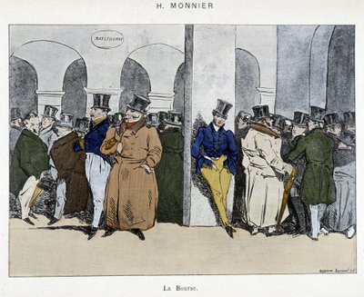 Empresários da Bolsa de Valores de Paris - desenho de Henri Monnier, início do século XIX de Henri Bonaventure Monnier
