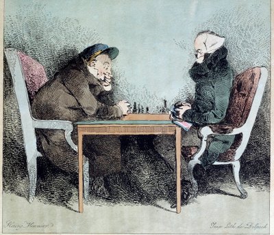 Jogadores de xadrez Gravura de Henry Monnier (1805-1877) de Henri Bonaventure Monnier
