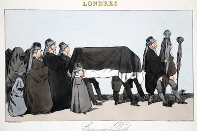 Enternement du Peuple, ilustração de Londres por Henri Monnier, bar. Paris, c.1828 (litho colorido à mão) de Henri Bonaventure Monnier