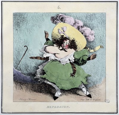 Explosão do espartilho - em "Parisiennes" de Henri Monnier, ed. Delpech, Paris de Henri Bonaventure Monnier