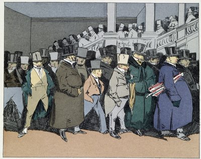 Quatro horas: funcionários saem, esquecidos até o dia seguinte de qualquer assunto burocrático - em "Mores administratives" de Henri Monnier de Henri Bonaventure Monnier