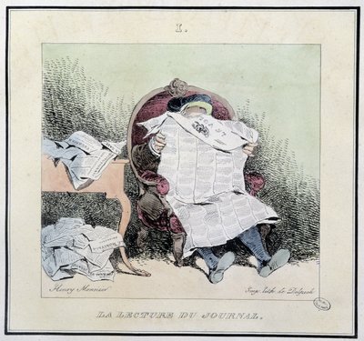 Leitura do jornal - in "Esquisses parisiennes" de Henri Monnier, ed. Delpech, Paris de Henri Bonaventure Monnier
