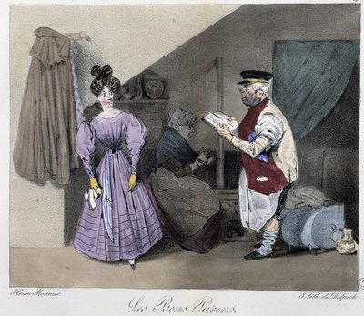 Os bons pais - em "Esquisses parisiennes" de Henri Monnier, ed. Delpech, Paris de Henri Bonaventure Monnier