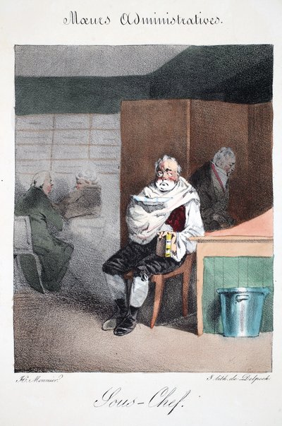 Sous-chef, ilustração de "Meurs Administratives, Drawn From Nature", de Henri Monnier, litografada por Delpech, pub. Paris, c.1828 (litho colorido à mão) de Henri Bonaventure Monnier