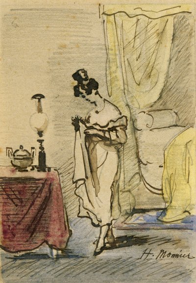 Jovem senhora em casa 2: jovem em um interior; privacidade; de Henri Bonaventure Monnier