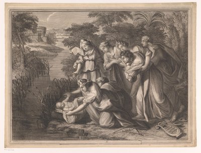 Moisés é encontrado pela filha do faraó de Henri Bonnart