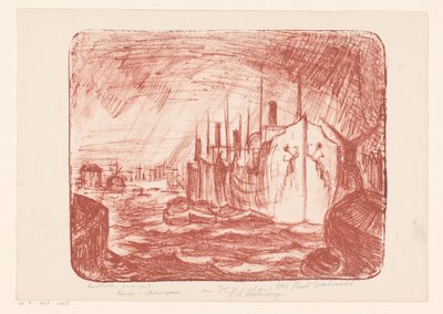 Porto de Antuérpia (título original no objeto) de Henri Braakensiek (signed by artist)