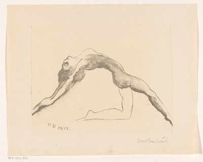 Mulher nua pulando para trás de Henri Braakensiek (signed by artist)