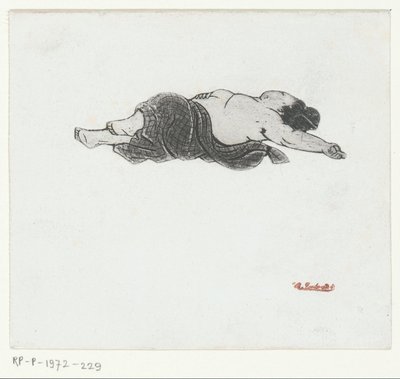 Mulher japonesa reclinada com a parte superior do corpo barrada de Henri Charles Guérard (attributed to)